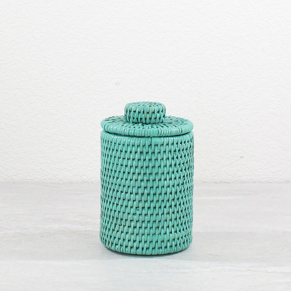 NEW Eco Handcraft Tight Woven Rattan Canister with Lid (No- Insert)